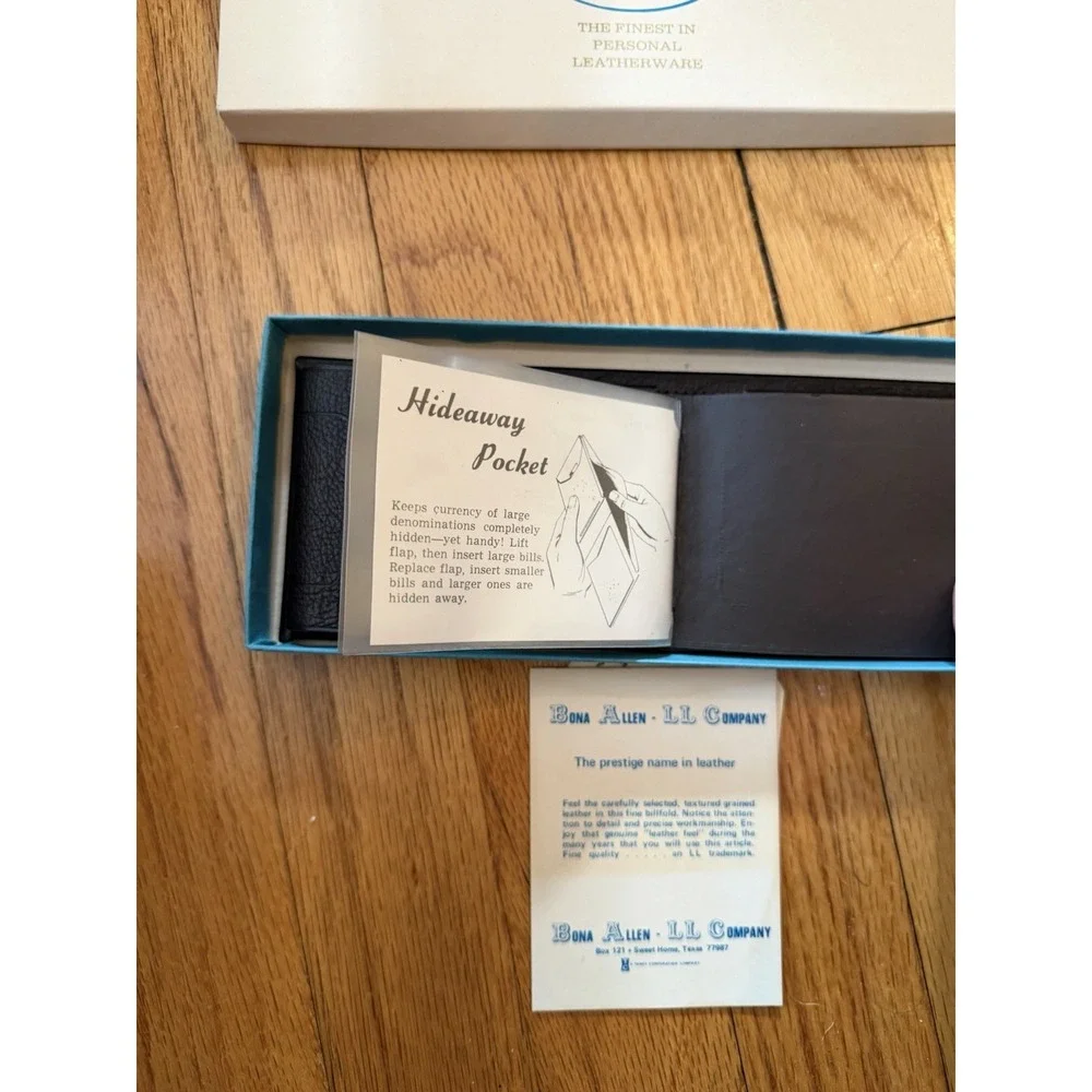 VTG 1970s Bona Allen Leather Wallet Bifold Brand New In Box Deadstock‎